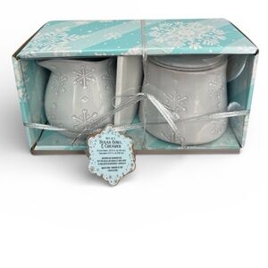 Snowflake Sugar Bowl & Creamer Ceramic Set- NEW